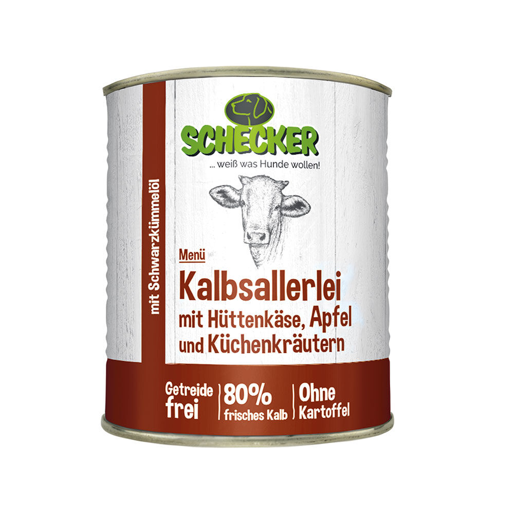 Schecker Hundemen - Kalbsallerlei mit Httenkse, Apfel und Kchenkrutern Bild 2