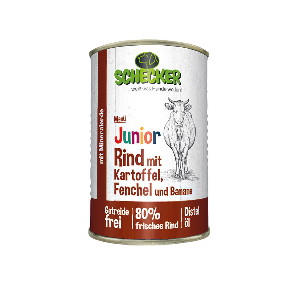 Schecker Hundemen - Junior Rind mit Kartoffel, Fenchel und Banane Bild 3