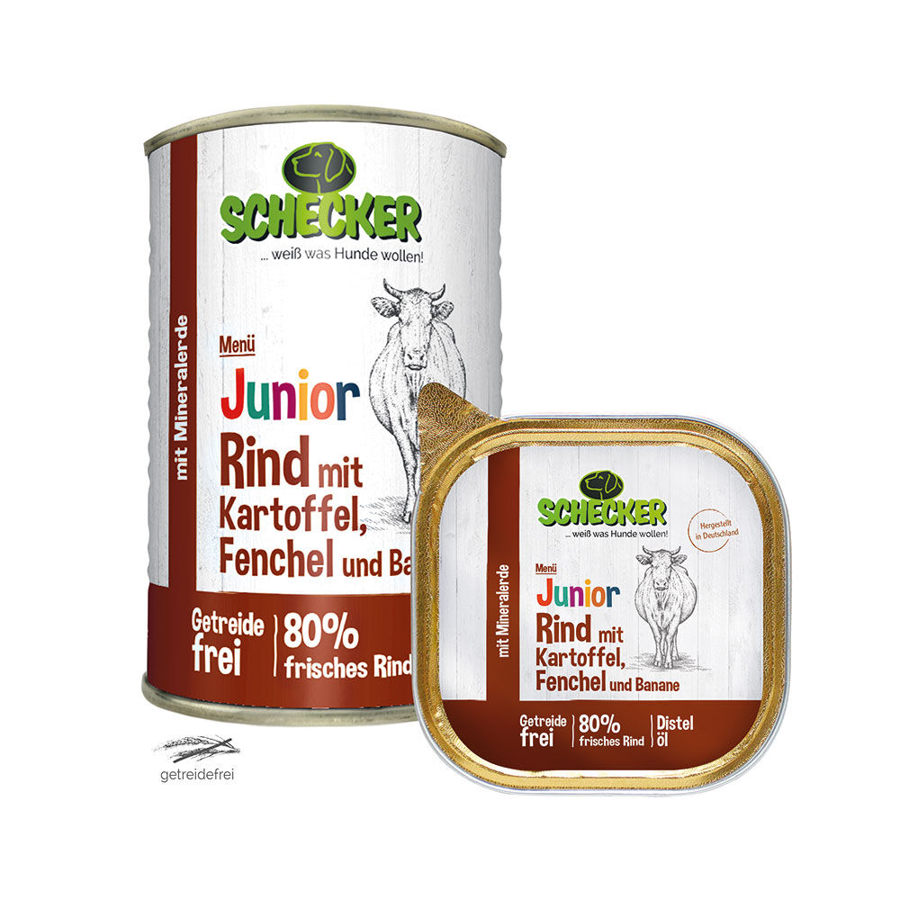 Schecker Hundemen - Junior Rind mit Kartoffel, Fenchel und Banane Bild 4