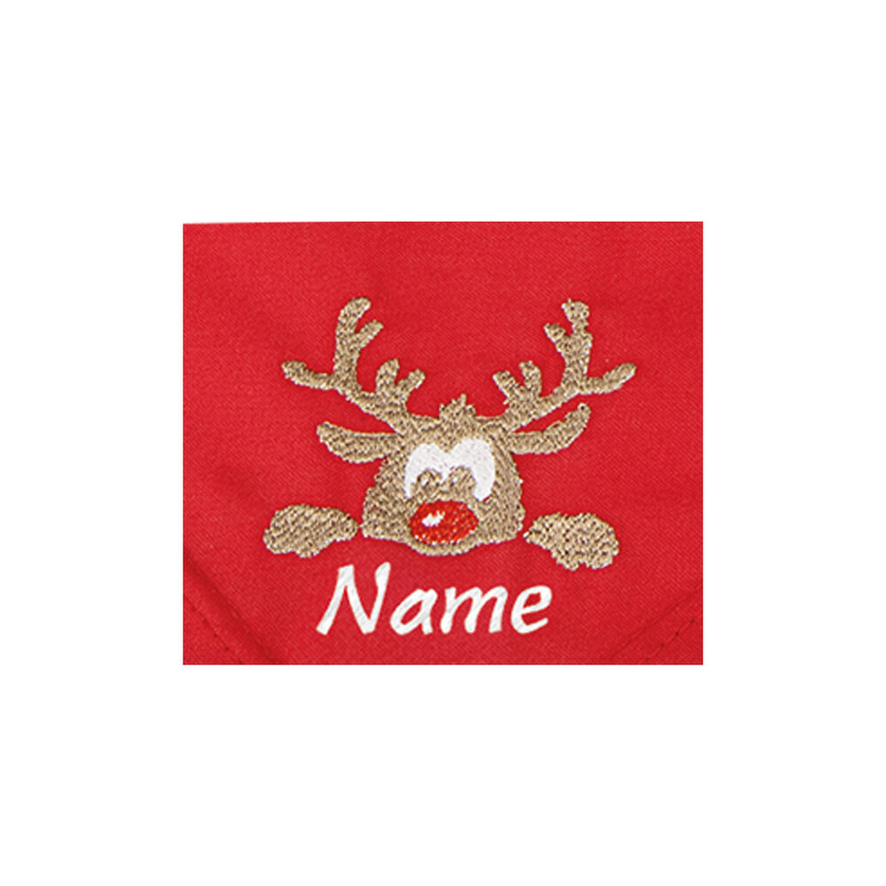 Besticktes Weihnachts-Halstuch Rentier Rotnase + Name Bild 3