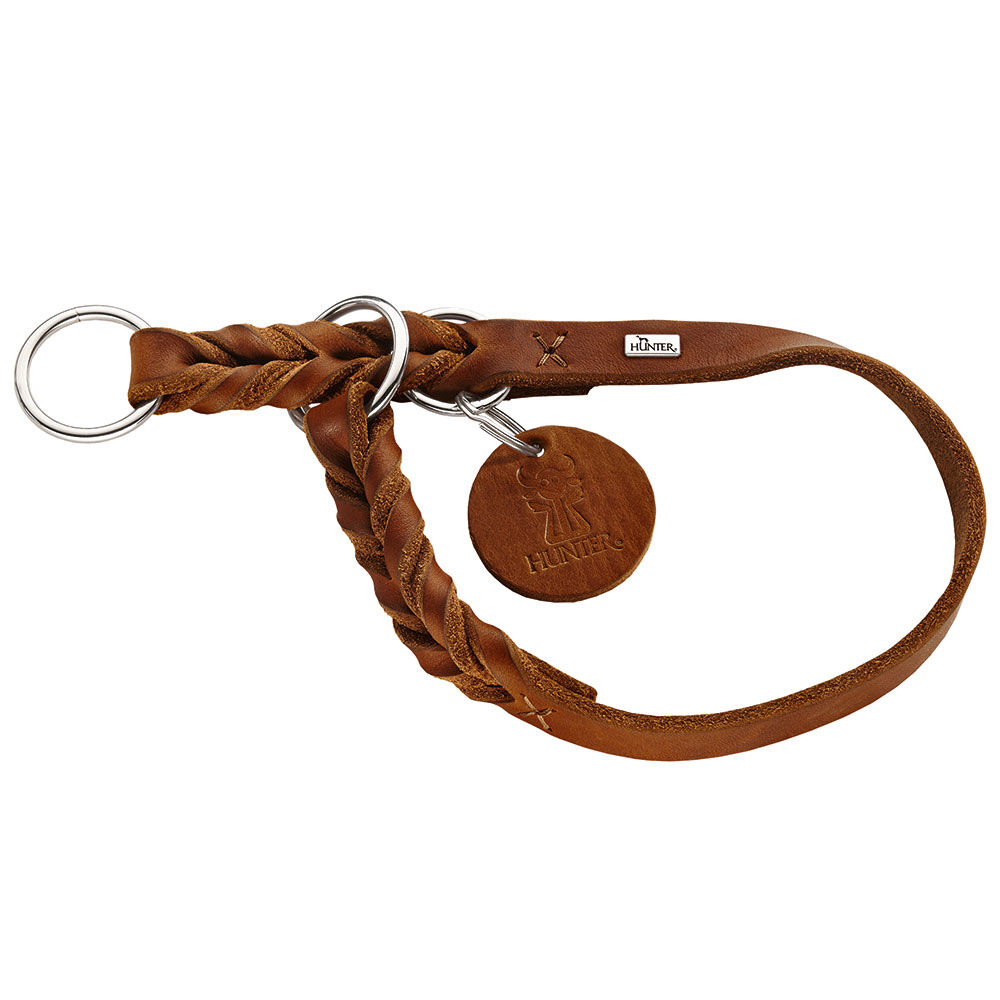 Hunter Solid Education Halsband, Farbe: Cognac