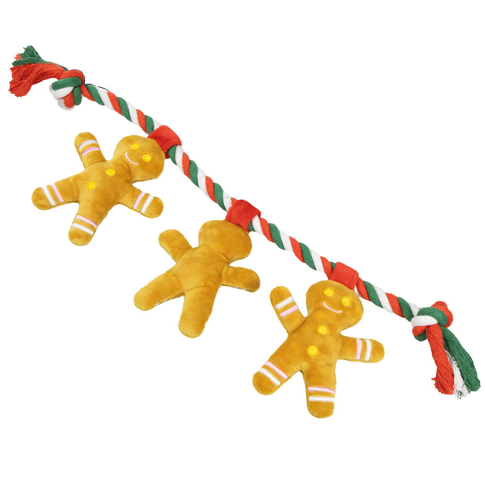 Plsch-Lebkuchenmnner am Seil