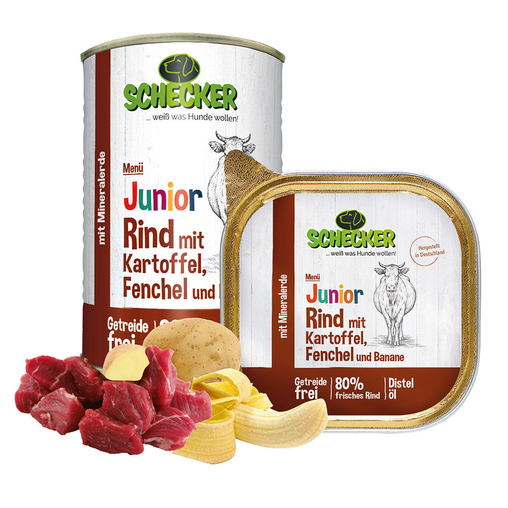 Schecker Hundemen - Junior Rind mit Kartoffel, Fenchel und Banane