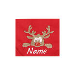 Besticktes Weihnachts-Halstuch Rentier Rotnase + Name